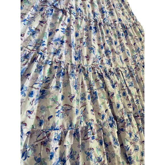 Storia Kerri Flowy Ruffled Tiered Maxi in Blue Florals Size Large - Picture 7 of 10